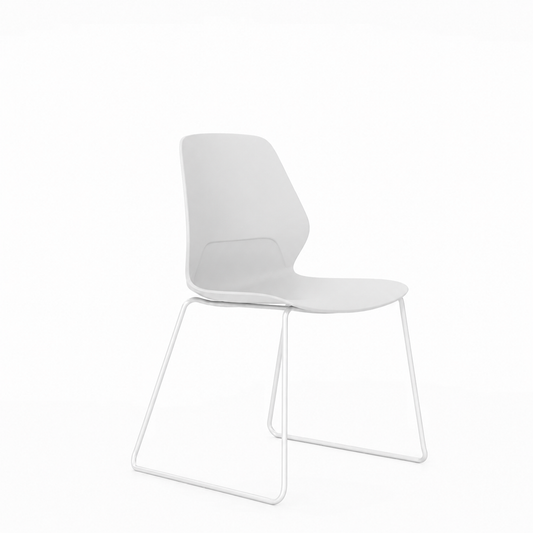 Silla Staryo Base Patín, Color Blanco, Apilable y Lavable